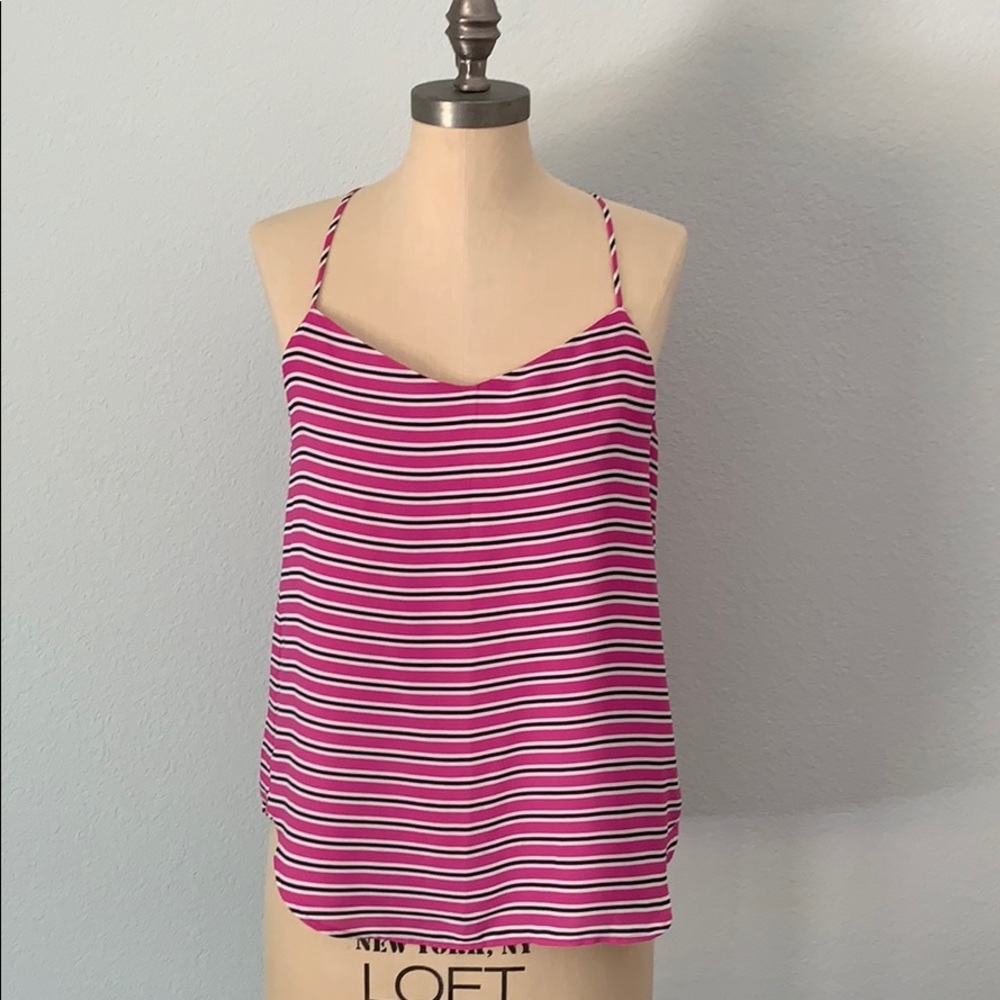 LOFT women’s pink striped blouse